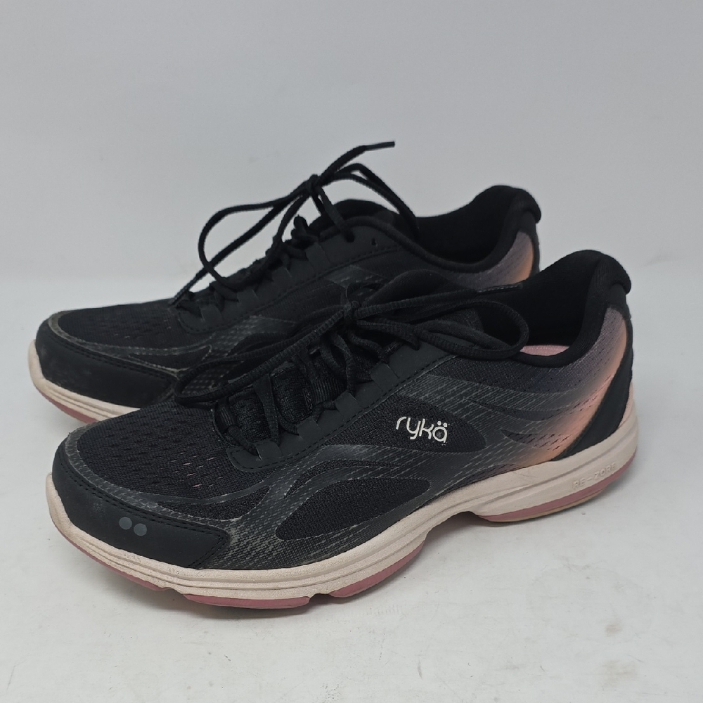 Ryka Black Athletic Walking Shoes with Pink Accents Size 10